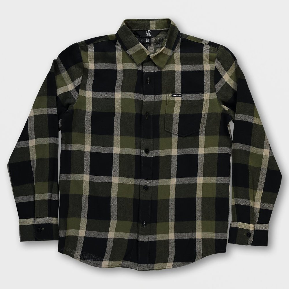 Volcom BIG BOYS CURWIN LONG SLEEVE FLANNEL - MILITARY